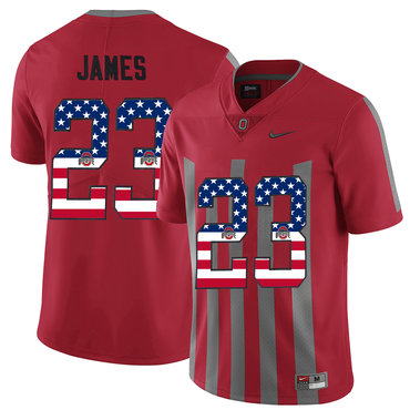 Ohio State Buckeyes 23 Lebron James Red USA Flag Alternate College Football Elite Jersey