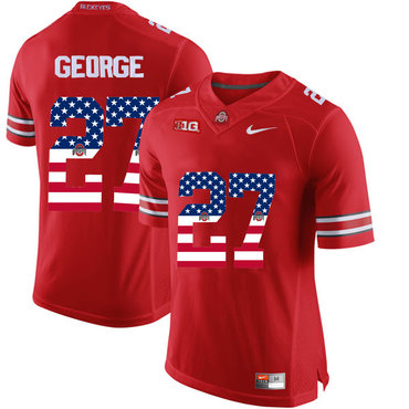 Ohio State Buckeyes 27 Eddie George Red USA Flag College Football Limited Jersey