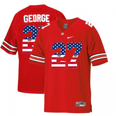 Ohio State Buckeyes 27 Eddie George Red USA Flag College Football Throwback Jersey Ohio State Buckeyes 27 Eddie George Red USA Flag College Football Throwback Jersey