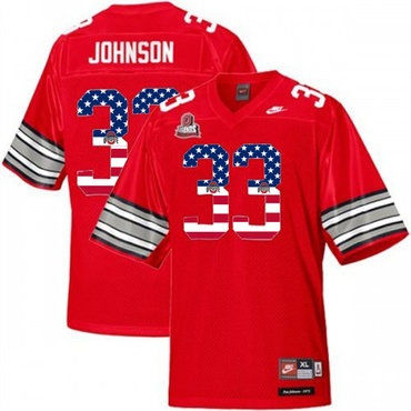 Ohio State Buckeyes 33 Pete Johnson Red USA Flag College Football Throwback Jersey Ohio State Buckeyes 33 Pete Johnson Red USA Flag College Football Throwback Jersey