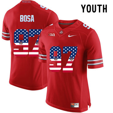 Ohio State Buckeyes 97 Nick Bosa Red USA Flag College Football Limited Jersey