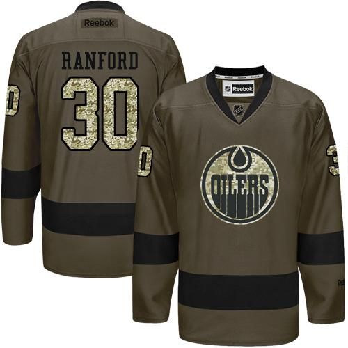 Oilers #30 Bill Ranford Green Salute to Service Stitched NHL Jersey Oilers #30 Bill Ranford Green Salute to Service Stitched NHL Jersey