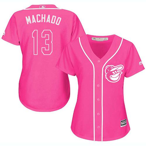 Orioles #13 Manny Machado Pink Fashion Women's Stitched MLB Jersey Orioles #13 Manny Machado Pink Fashion Women's Stitched MLB Jersey