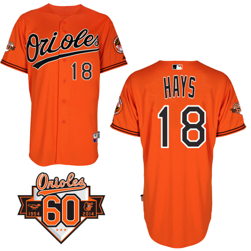 Orioles #18 Hays Orange Flexbase Authentic Collection Stitched MLB Jersey
