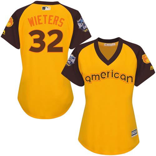 Orioles #32 Matt Wieters Gold 2016 All-Star American League Women's Stitched MLB Jersey Orioles #32 Matt Wieters Gold 2016 All-Star American League Women's Stitched MLB Jersey