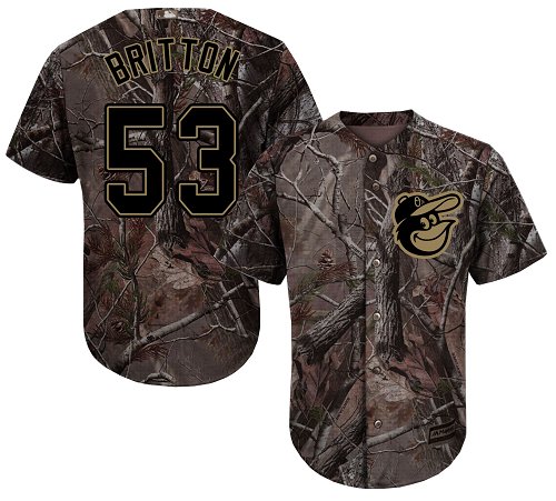 Orioles #53 Zach Britton Camo Realtree Collection Cool Base Stitched Baseball Jersey