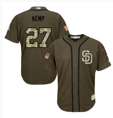 Padres #27 Matt Kemp Green Salute to Service Stitched MLB Jersey