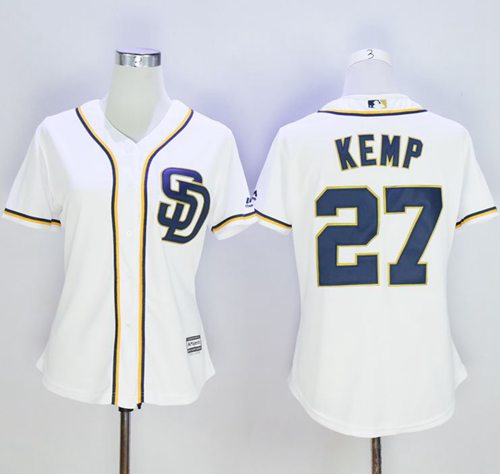 Padres #27 Matt Kemp New White Women's Home Stitched MLB