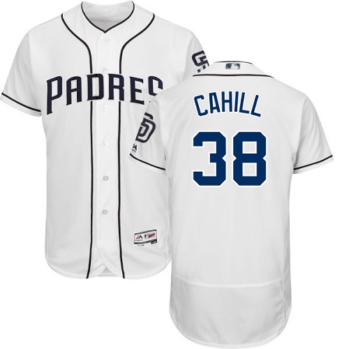 Padres #38 Trevor Cahill White Flexbase Authentic Collection Stitched MLB Jersey Padres #38 Trevor Cahill White Flexbase Authentic Collection Stitched MLB Jersey
