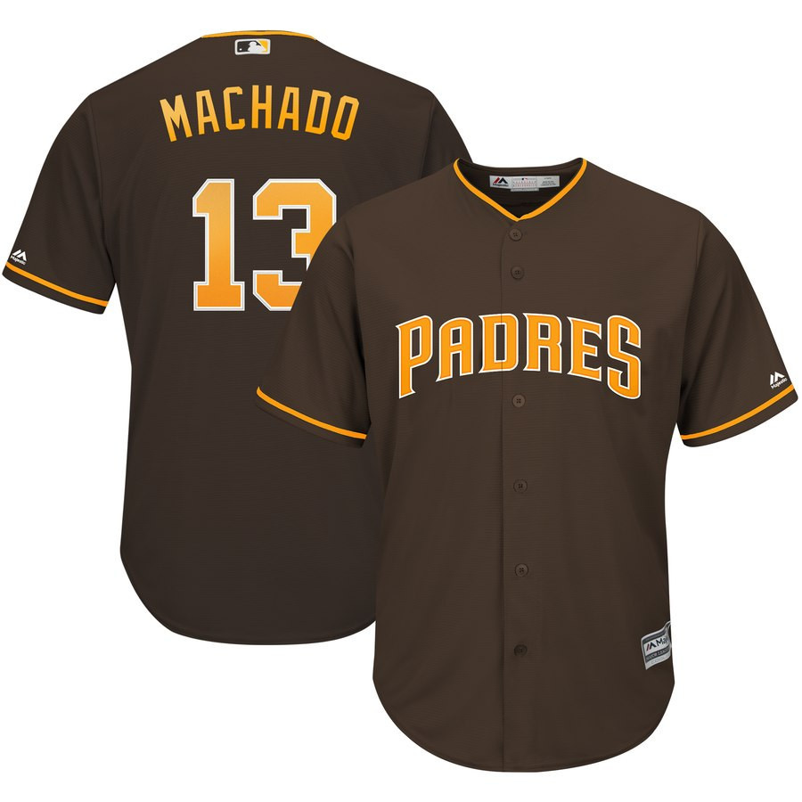 Padres 13 Manny Machado Brown Cool Base Jersey