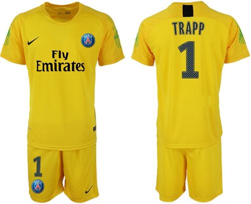 Paris Saint-Germain #1 Trapp Yellow Goalkeeper Soccer Club Jersey Paris Saint-Germain #1 Trapp Yellow Goalkeeper Soccer Club Jersey