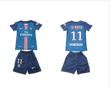 Paris Saint Germain #11 Di Maria Home Kid Soccer Club Jersey Paris Saint Germain #11 Di Maria Home Kid Soccer Club Jersey