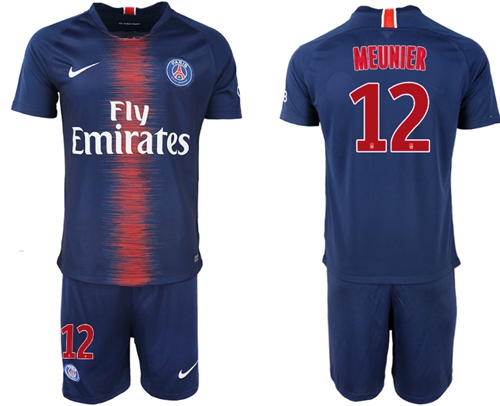 Paris Saint-Germain #12 Meunier Home Soccer Club Jersey
