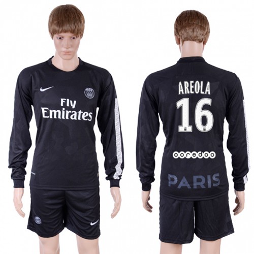 Paris Saint-Germain #16 Areola Sec Away Long Sleeves Soccer Club Jersey Paris Saint-Germain #16 Areola Sec Away Long Sleeves Soccer Club Jersey