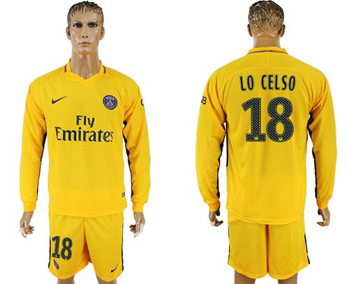 Paris Saint-Germain #18 LO CELSO Away Long Sleeves Soccer Club Jersey