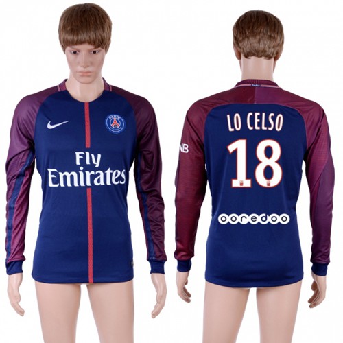 Paris Saint-Germain #18 Lo Celso Home Long Sleeves Soccer Club Jersey Paris Saint-Germain #18 Lo Celso Home Long Sleeves Soccer Club Jersey
