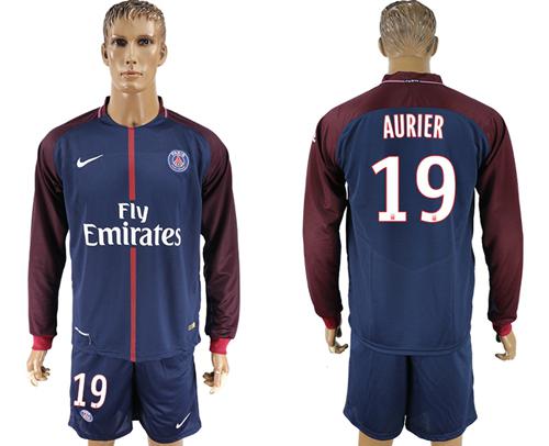 Paris Saint-Germain #19 Aurier Home Long Sleeves Soccer Club Jersey Paris Saint-Germain #19 Aurier Home Long Sleeves Soccer Club Jersey
