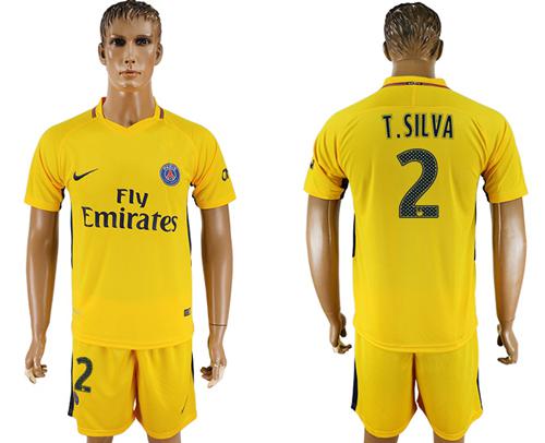 Paris Saint-Germain #2 T.Silva Away Soccer Club Jersey Paris Saint-Germain #2 T.Silva Away Soccer Club Jersey