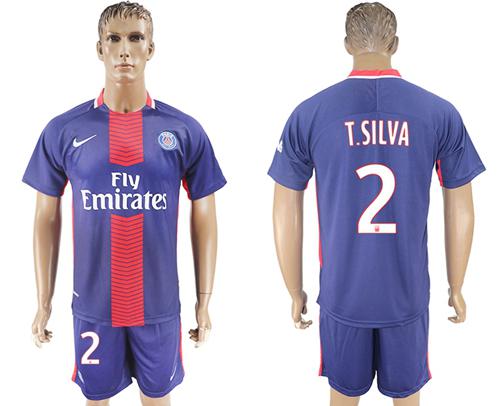 Paris Saint-Germain #2 T.Silva Home Soccer Club Jersey