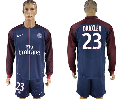 Paris Saint-Germain #23 Draxler Home Long Sleeves Soccer Club Jersey Paris Saint-Germain #23 Draxler Home Long Sleeves Soccer Club Jersey
