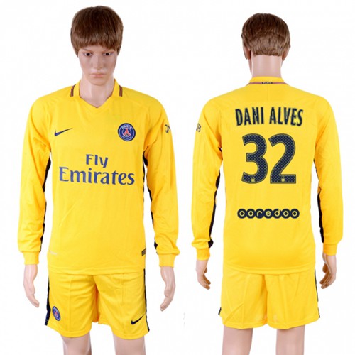 Paris Saint-Germain #32 Dani Alves Away Long Sleeves Soccer Club Jersey Paris Saint-Germain #32 Dani Alves Away Long Sleeves Soccer Club Jersey