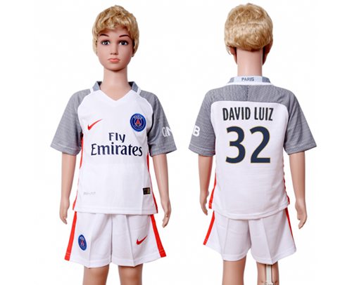 Paris Saint-Germain #32 David Luiz SEC Away Kid Soccer Club Jersey