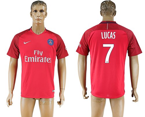 Paris Saint-Germain #7 Lucas Red Soccer Club Jersey
