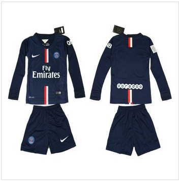 Paris Saint-Germain Blank Home Long Sleeves Kid Soccer Club Jersey