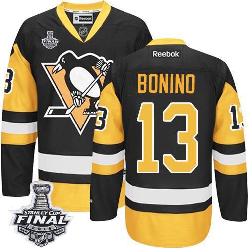 Penguins #13 Nick Bonino Black Alternate 2016 Stanley Cup Final Patch Stitched NHL Jersey