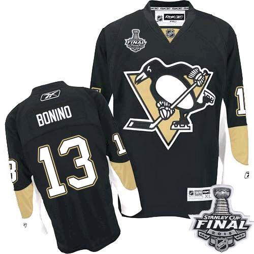 Penguins #13 Nick Bonino Black Home 2016 Stanley Cup Final Patch Stitched NHL Jersey