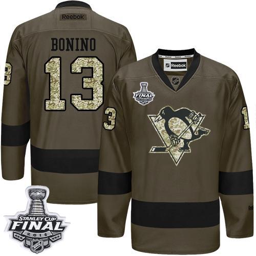 Penguins #13 Nick Bonino Green Salute to Service 2016 Stanley Cup Final Patch Stitched NHL Jersey Penguins #13 Nick Bonino Green Salute to Service 2016 Stanley Cup Final Patch Stitched NHL Jersey