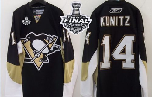 Penguins #14 Chris Kunitz Black 2016 Stanley Cup Final Patch Stitched NHL Jersey