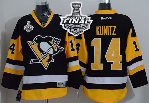 Penguins #14 Chris Kunitz Black Alternate 2016 Stanley Cup Final Patch Stitched NHL Jersey