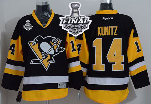 Penguins #14 Chris Kunitz Black Alternate 2017 Stanley Cup Final Patch Stitched NHL Jersey