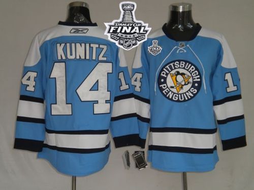 Penguins #14 Chris Kunitz Blue 2016 Stanley Cup Final Patch Stitched NHL Jersey