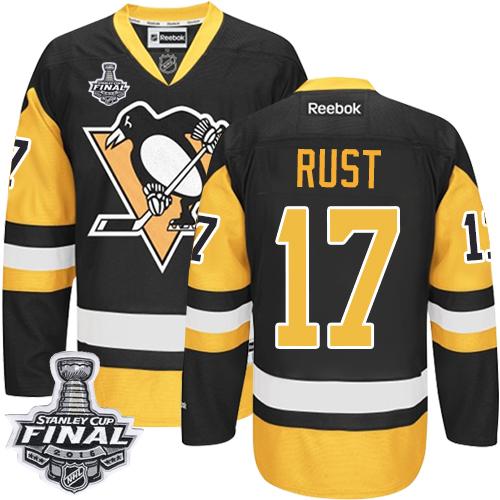 Penguins #17 Bryan Rust Black Alternate 2016 Stanley Cup Final Patch Stitched NHL Jersey