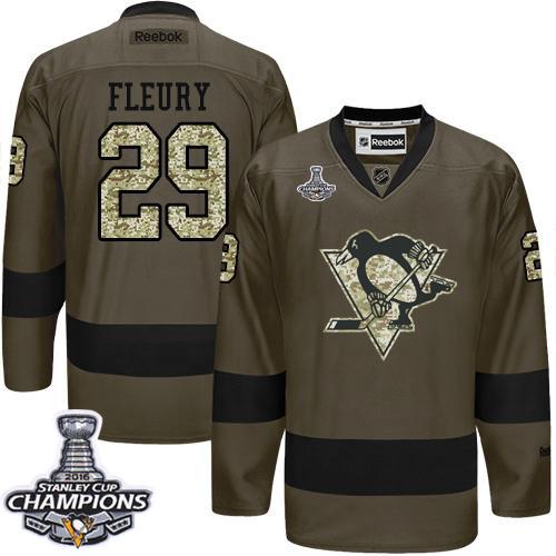 Penguins #29 Andre Fleury Green Salute to Service 2016 Stanley Cup Champions Stitched NHL Jersey Penguins #29 Andre Fleury Green Salute to Service 2016 Stanley Cup Champions Stitched NHL Jersey
