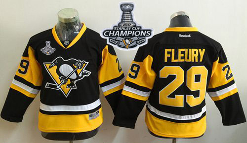 Penguins #29 Marc-Andre Fleury Black Alternate 2017 Stanley Cup Finals Champions Stitched Youth NHL Jersey