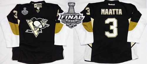 Penguins #3 Olli Maatta Black Home 2016 Stanley Cup Final Patch Stitched NHL Jersey