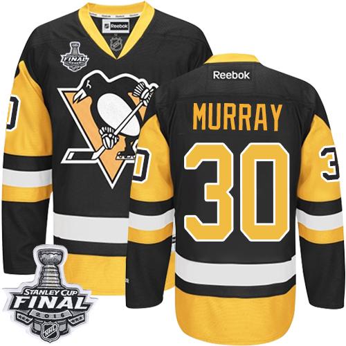 Penguins #30 Matt Murray Black Alternate 2016 Stanley Cup Final Patch Stitched NHL Jersey