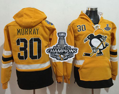 Penguins #30 Matt Murray Gold Sawyer Hooded Sweatshirt 2017 Stadium Series Stanley Cup Finals Champions Stitched NHL Jersey