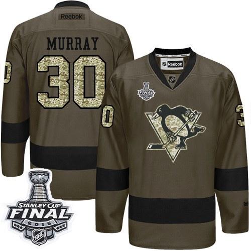 Penguins #30 Matt Murray Green Salute to Service 2016 Stanley Cup Final Patch Stitched NHL Jersey