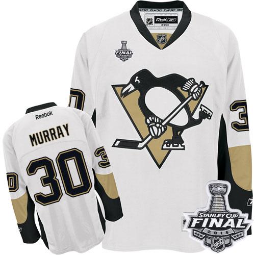 Penguins #30 Matt Murray White 2016 Stanley Cup Final Patch Stitched NHL Jersey
