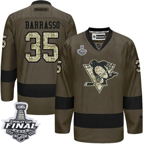 Penguins #35 Tom Barrasso Green Salute to Service 2016 Stanley Cup Final Patch Stitched NHL Jersey Penguins #35 Tom Barrasso Green Salute to Service 2016 Stanley Cup Final Patch Stitched NHL Jersey