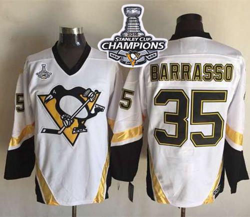 Penguins #35 Tom Barrasso White CCM Throwback 2016 Stanley Cup Champions Stitched NHL Jersey Penguins #35 Tom Barrasso White CCM Throwback 2016 Stanley Cup Champions Stitched NHL Jersey