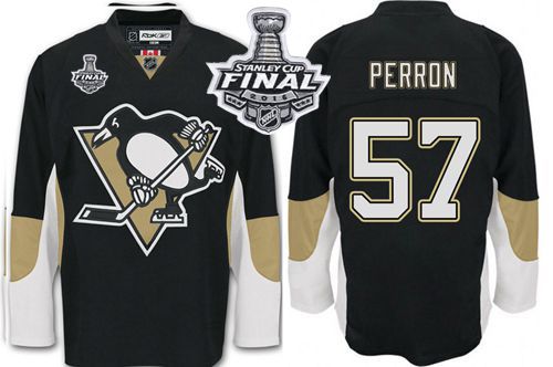 Penguins #57 David Perron Black Home 2016 Stanley Cup Final Patch Stitched NHL Jersey