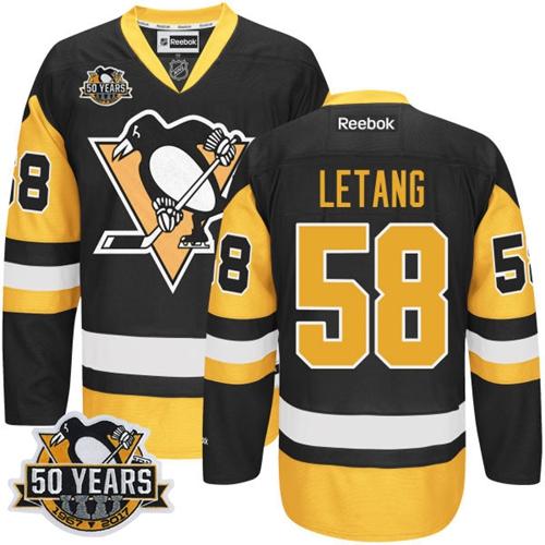 Penguins #58 Kris Letang Black Alternate 50th Anniversary Stitched Youth NHL Jersey Penguins #58 Kris Letang Black Alternate 50th Anniversary Stitched Youth NHL Jersey