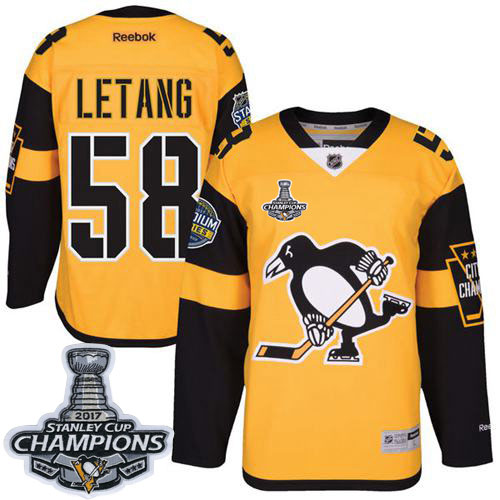 Penguins #58 Kris Letang Gold 2017 Stadium Series Stanley Cup Finals Champions Stitched Youth NHL Jersey