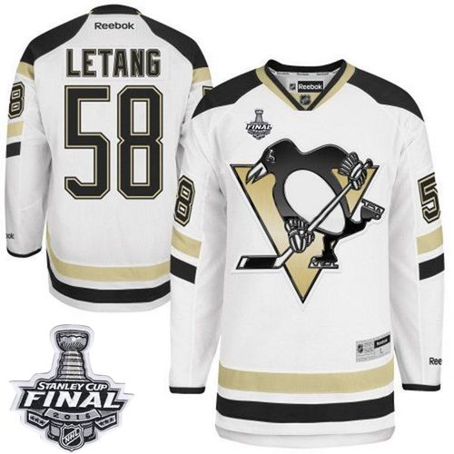 Penguins #58 Kris Letang White 2014 Stadium Series 2016 Stanley Cup Final Patch Stitched NHL Jersey