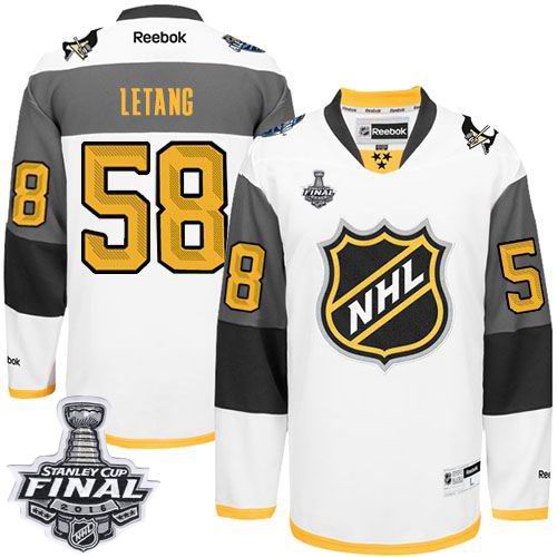 Penguins #58 Kris Letang White 2016 All Star Stanley Cup Final Patch Stitched NHL Jersey